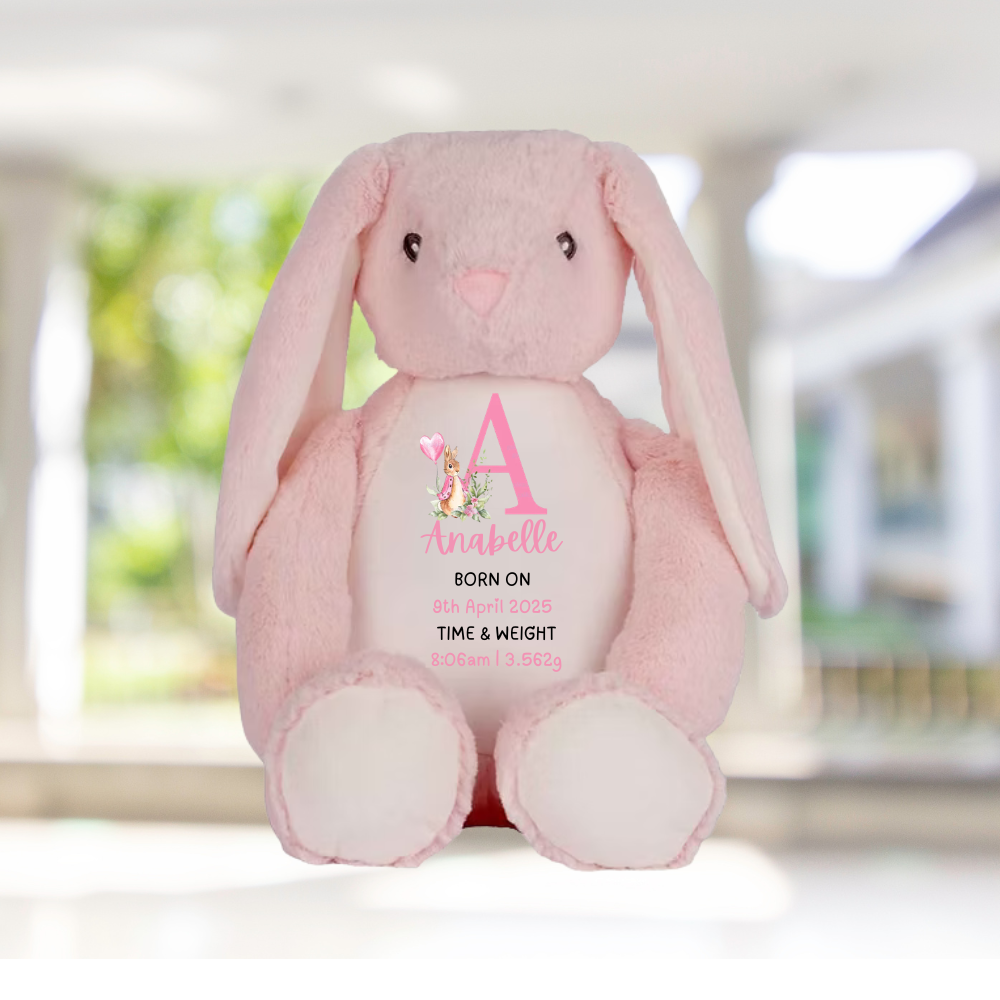 Personalised Birth Statistic Keepsake Bunny