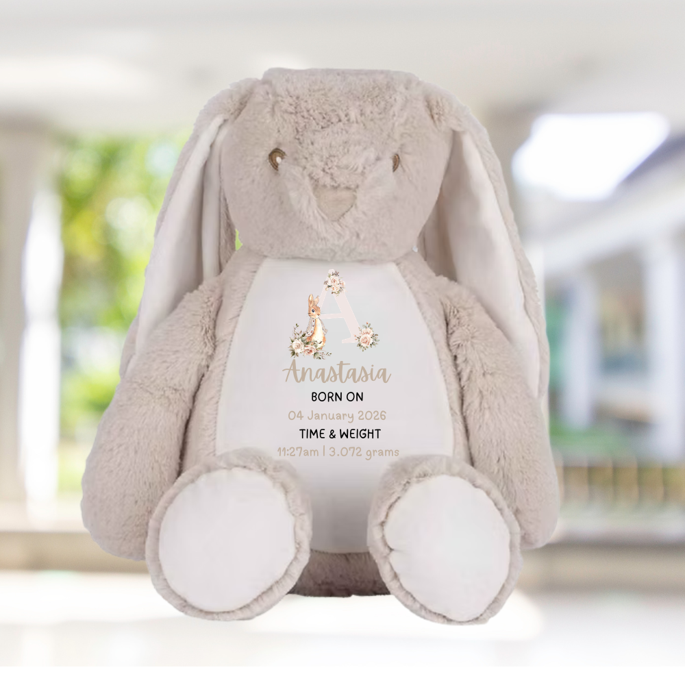 Personalised Birth Statistic Keepsake Bunny