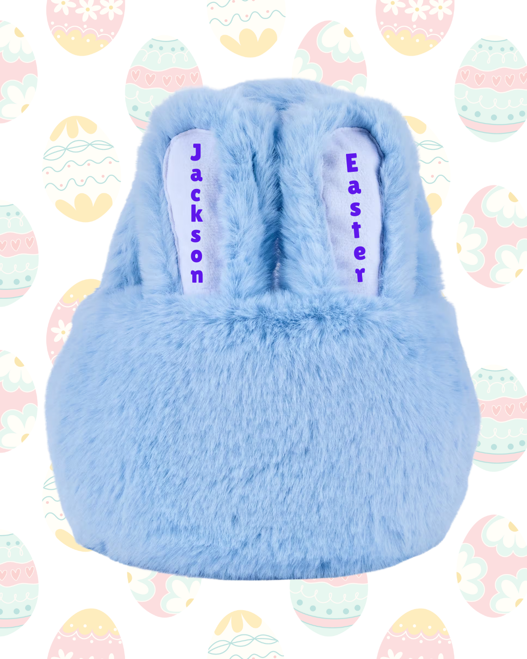 Personalised Plush "Floppy Ear" Bunny Bag – Custom Name - Pink & Blue