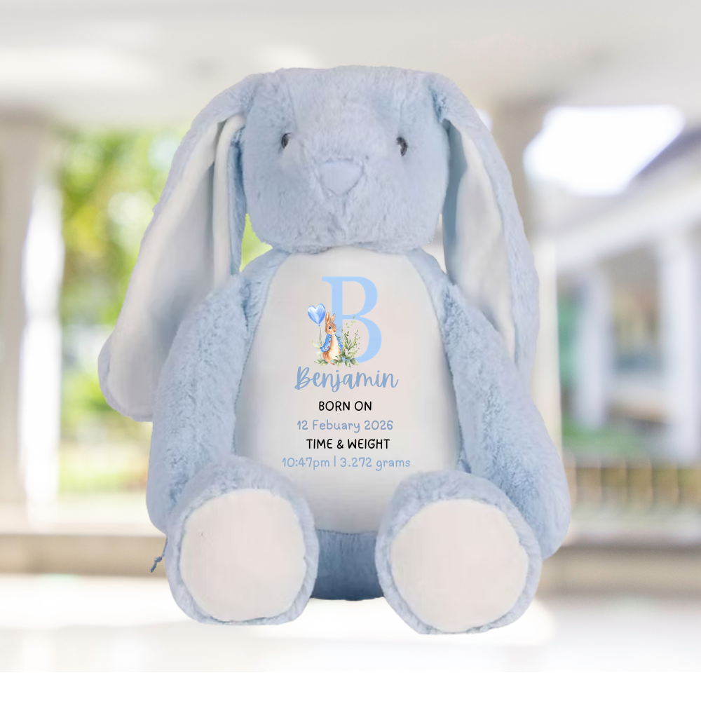 Personalised Birth Statistic Keepsake Bunny